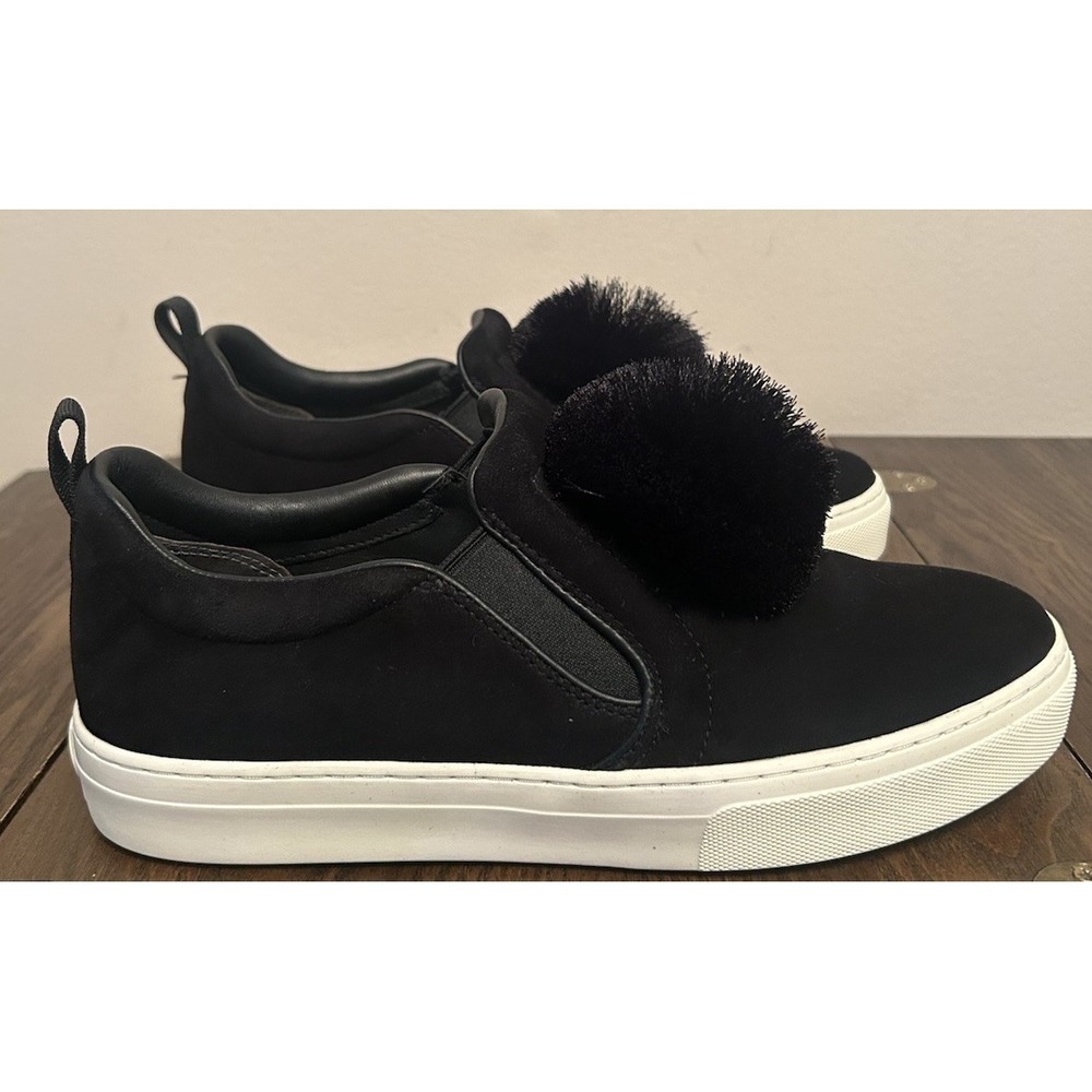 Tory Burch Pom‎ Pom Silk Suede Platform Sneaker In Black Style 141408 Size 9M